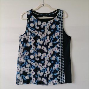 Ellen Tracy Womens Floral Printed Sleeveless Crew Neck Tank Tunic Top Size L